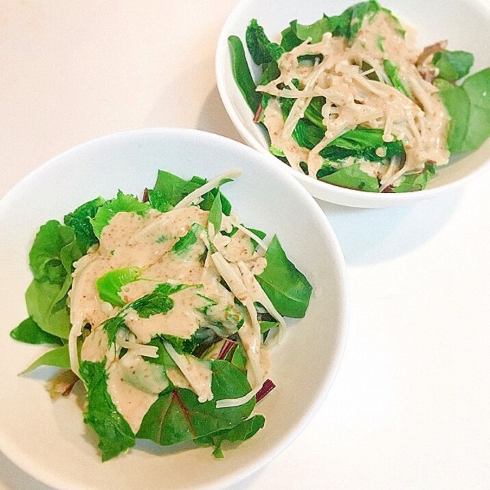 子持ち高菜で作る☆エノキとほうれん草の簡単サラダ